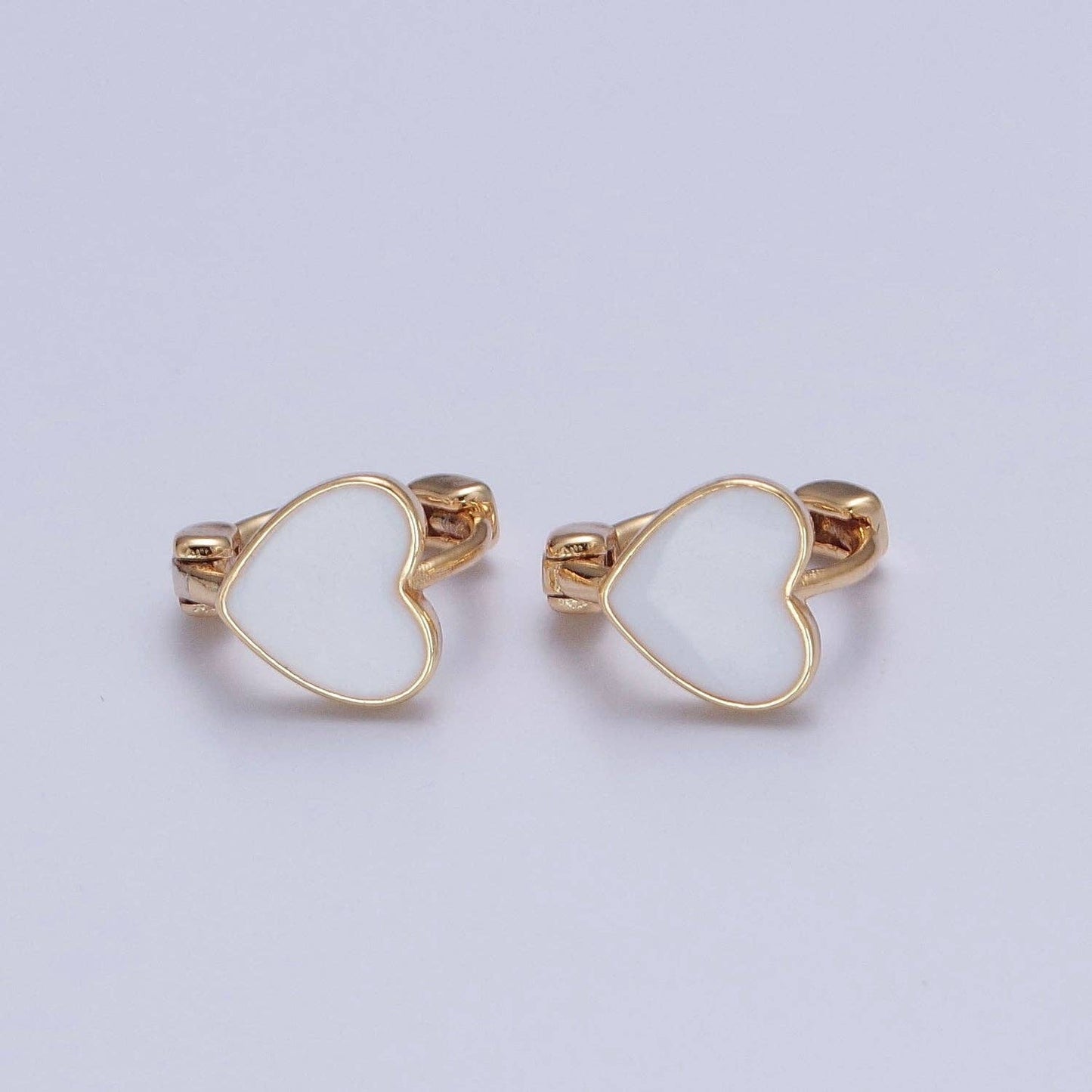 White Heart Huggie Earring