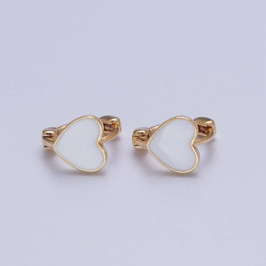 White Heart Huggie Earring