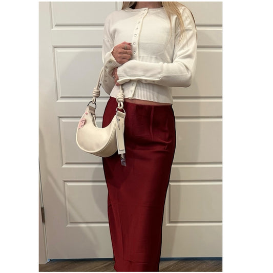 Hello Spring Maroon Skirt