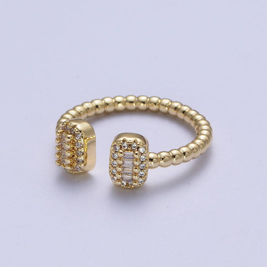 Elegant Crystal Baguette Gold Ring